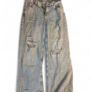 Arizona Jean Company Light Blue Distressed Wide Leg Jeans